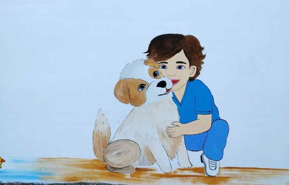 윤서갤러리 개와 남자아이 벽화