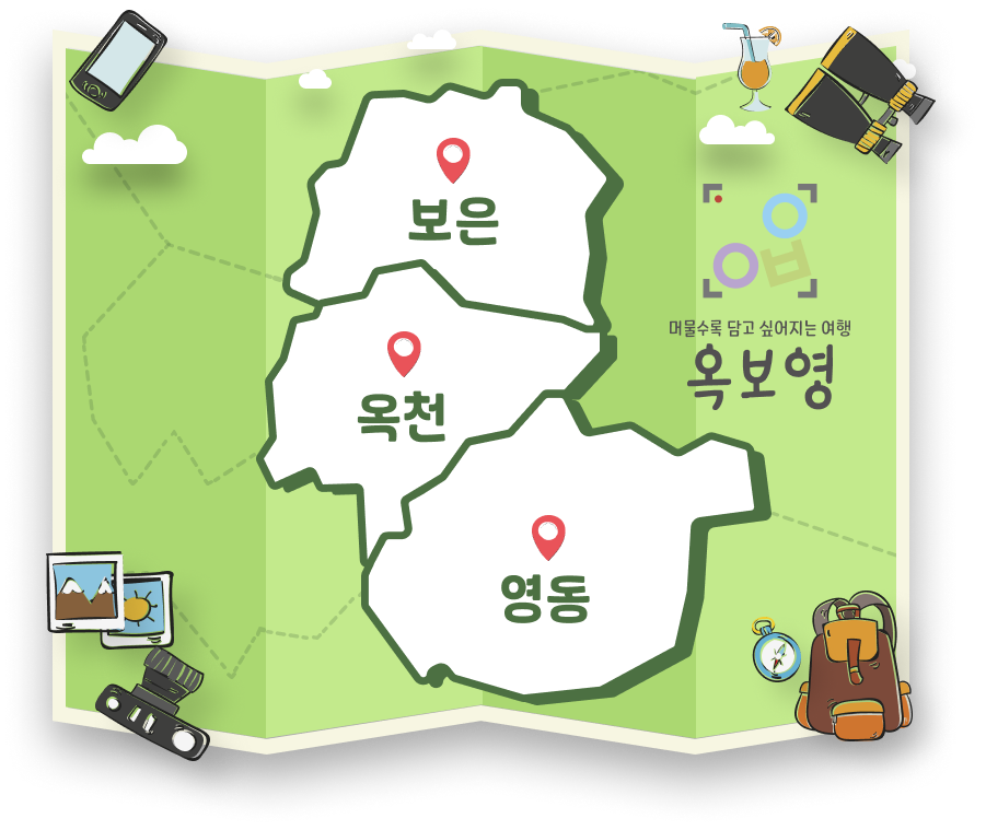 옥천 보은 영동 지도 - 클릭 시 이동