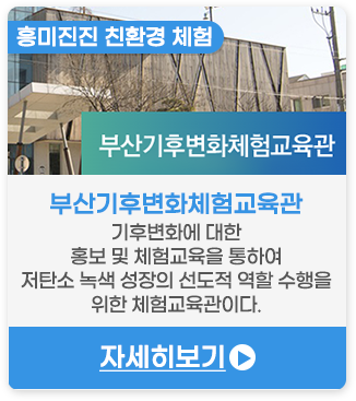 흥미진진 친환경 체험 | 부산기후변화체험교육관-기후변화에 대한 홍보 및 체험교육을 통하여 저탄소 녹색 성장의 선도적 역할 수행을 위한 체험교육관이다.